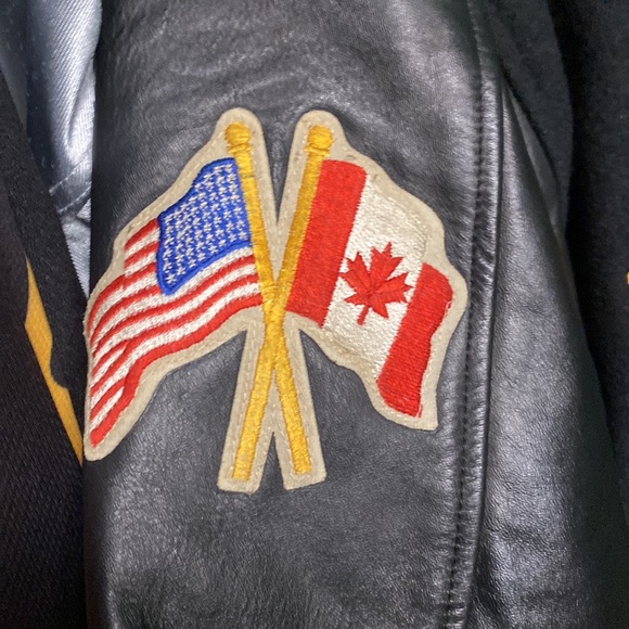 Mens Vintage Faux Leather Sleeve & Wool Embroidered Varsity Bomber Jacket - Picture 7 of 9